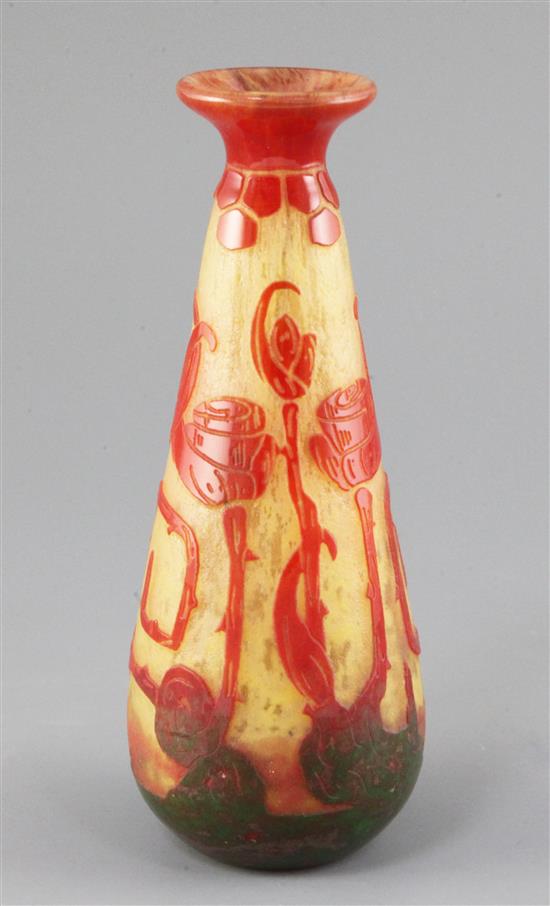 A Le Verre Francais spirale cameo glass vase, designed by Charles Schneider, c.1921, height 19cm